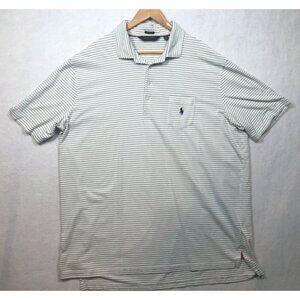 Ralph Lauren Polo Golf Stretch Lisle Polo Shirt White Navy Blue Striped Mens XXL